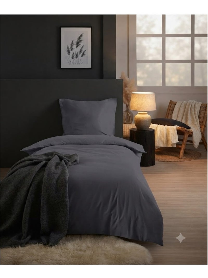 Parure de lit Collection Cocon Noir Gris anthracite - Kiabi