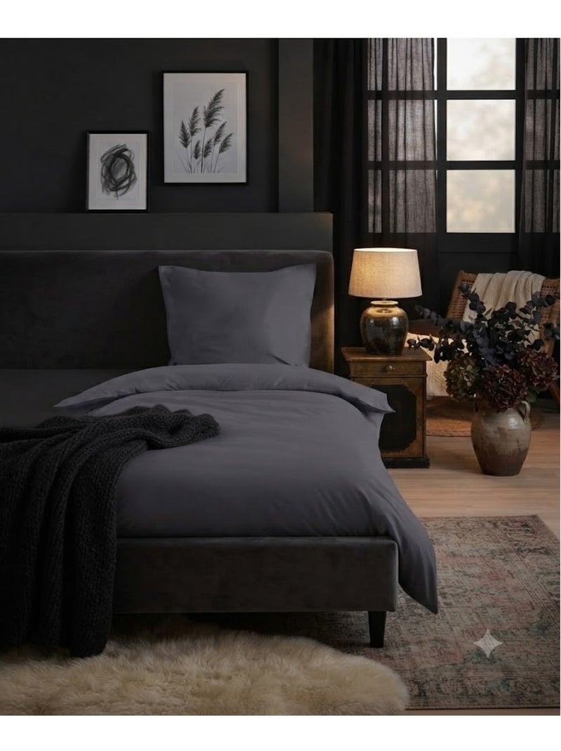 Parure de lit Collection Cocon Noir Gris anthracite - Kiabi