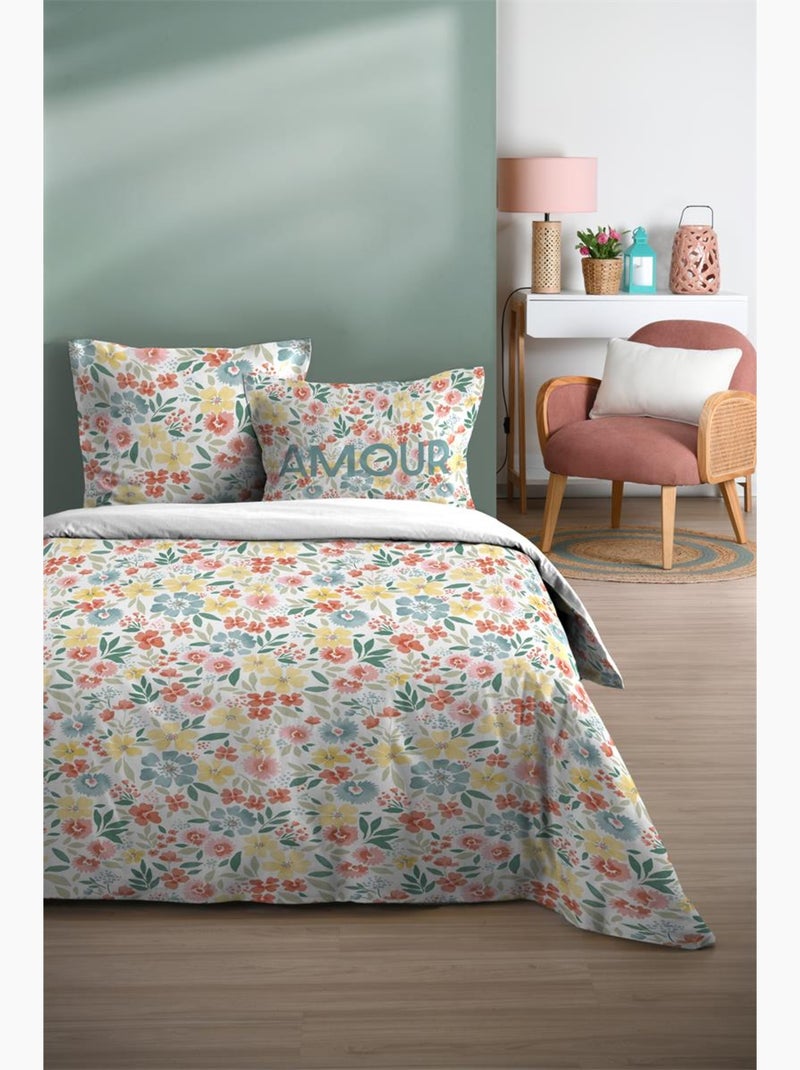 Parure de lit Collection Fleurs d'amour Multicolore - Kiabi