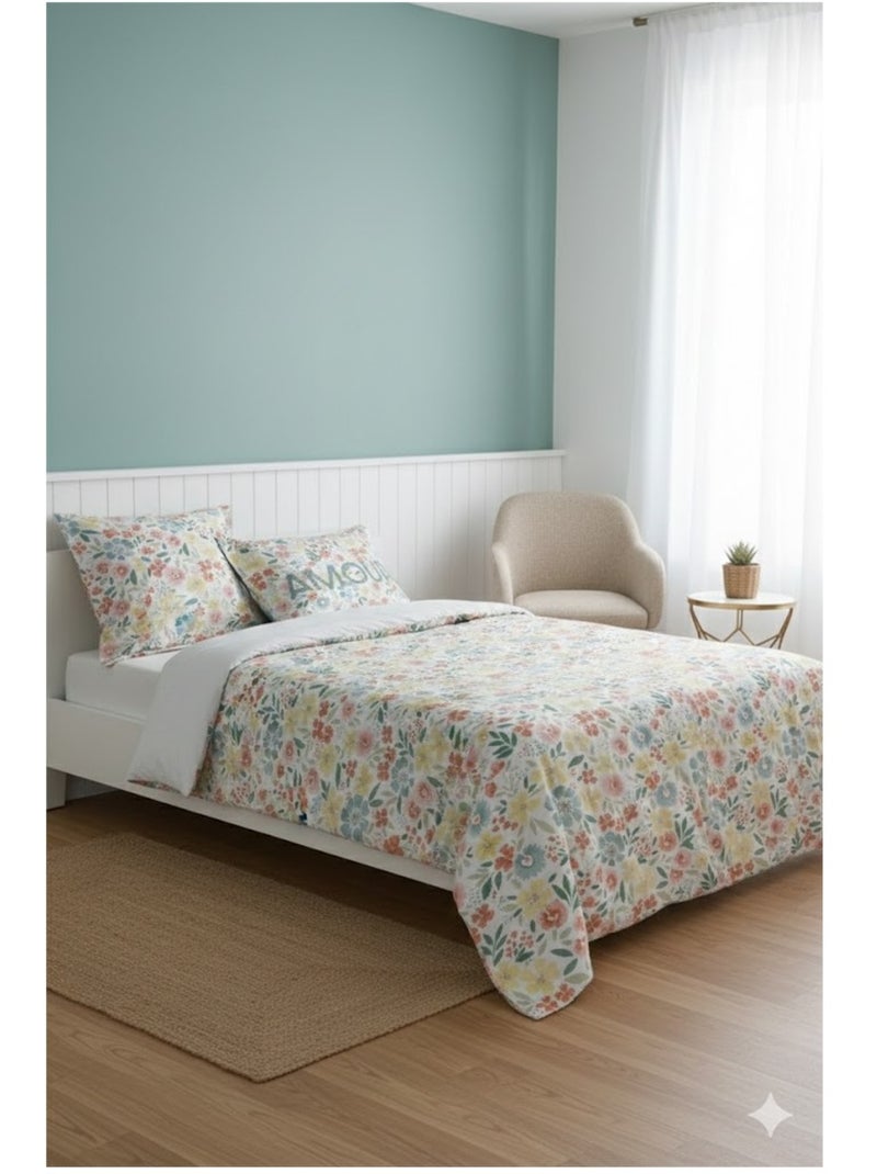 Parure de lit Collection Fleurs d'amour Multicolore - Kiabi