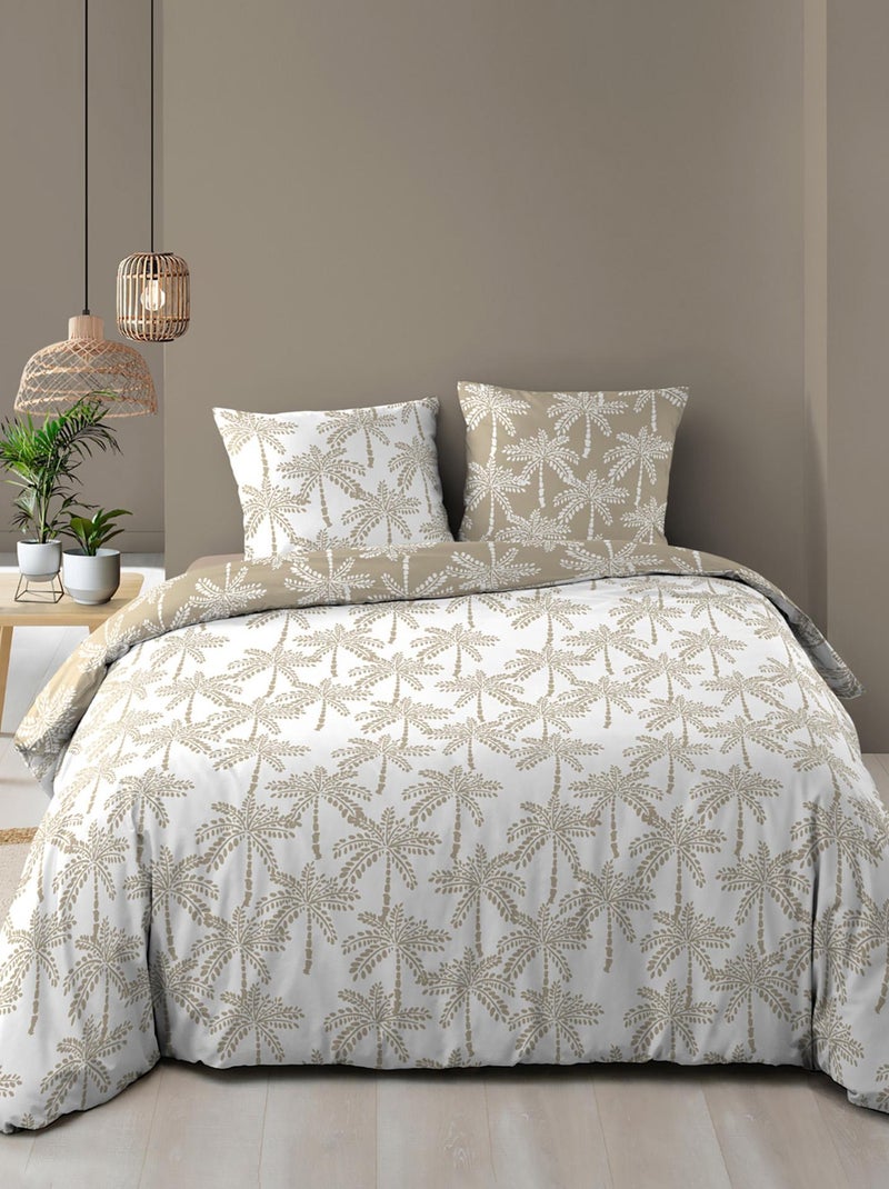 Parure de lit Collection Fleurs Oliane Beige - Kiabi