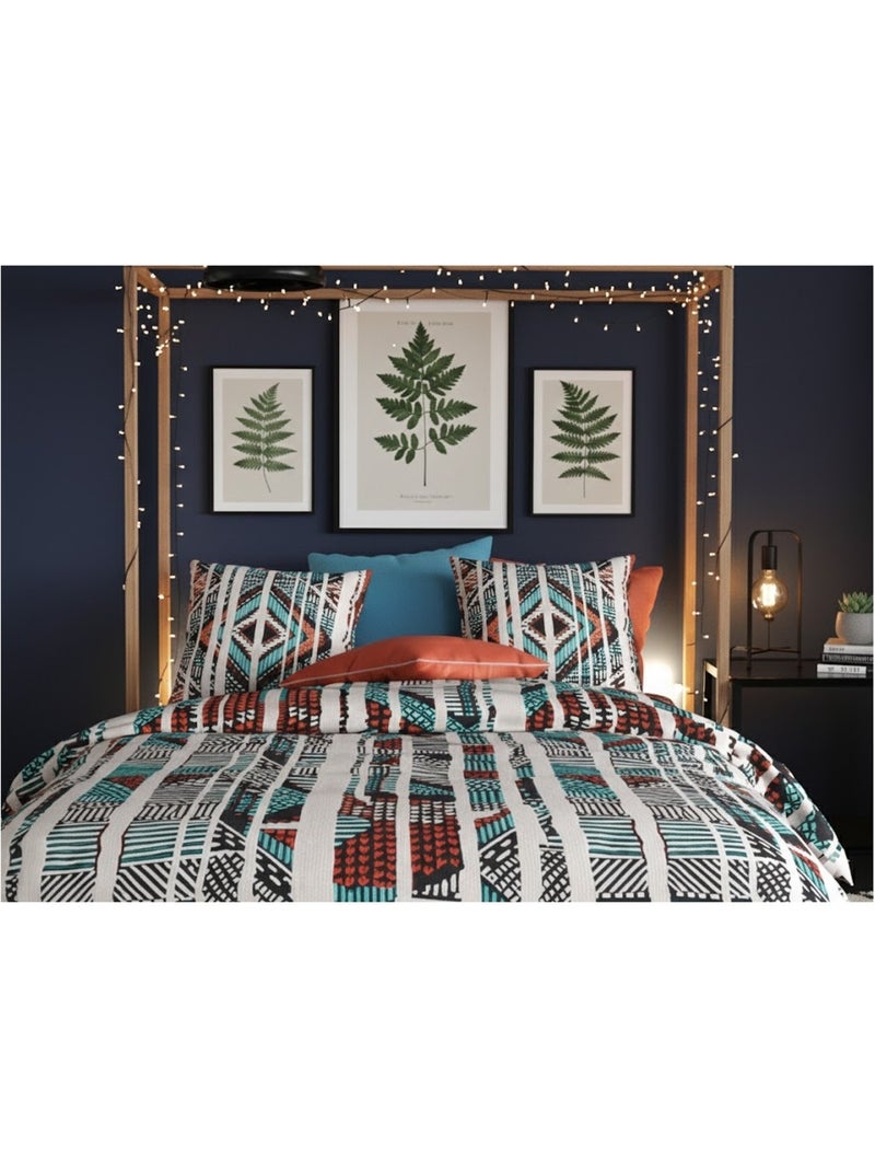 Parure de lit Collection Geomisti Bleu - Kiabi
