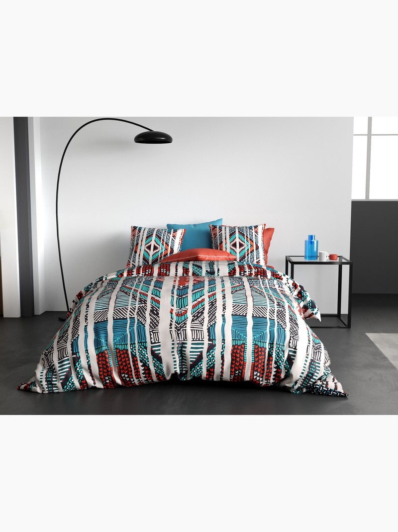 Parure de lit collection geomisti Bleu - Kiabi