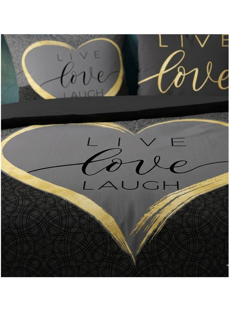 Parure de lit Collection Live and love Noir - Kiabi