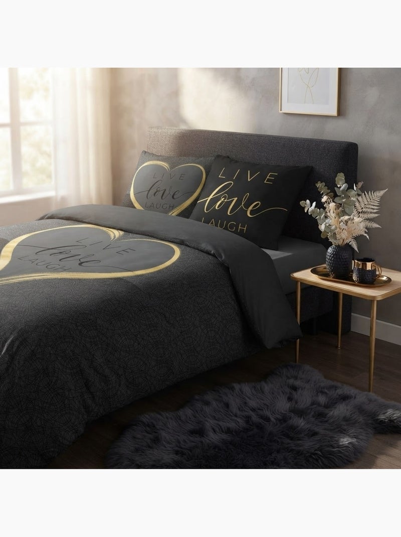 Parure de lit collection live and love Noir - Kiabi