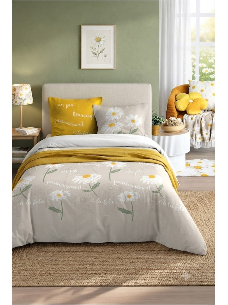 Parure de lit Collection Marguerite Beige - Kiabi