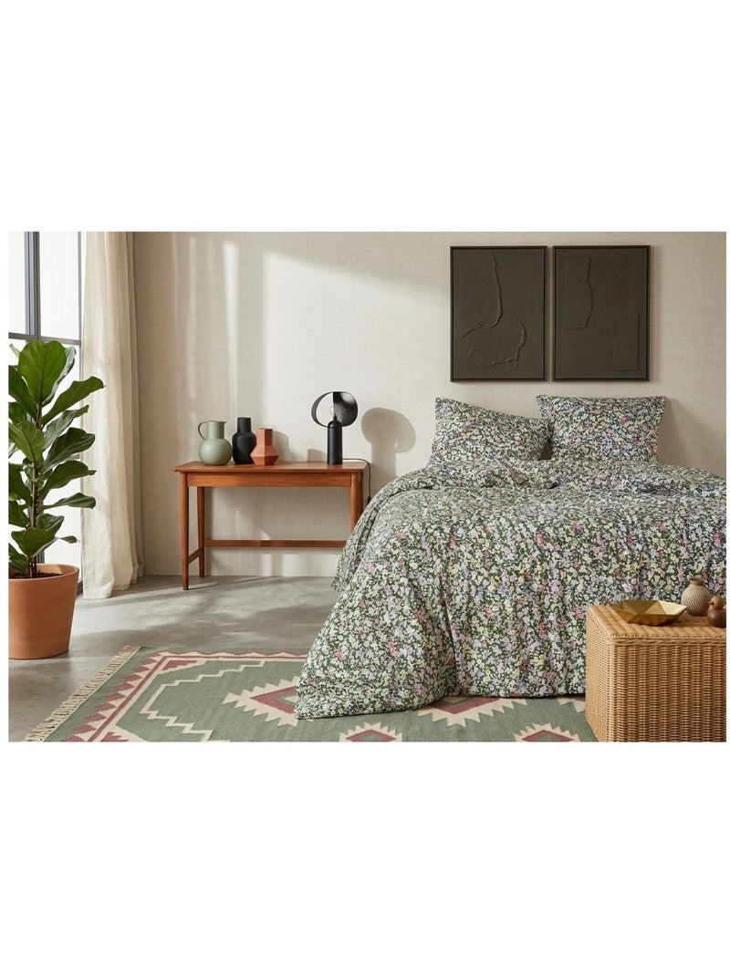 Parure de lit Collection Myosotis fleurie Vert - Kiabi