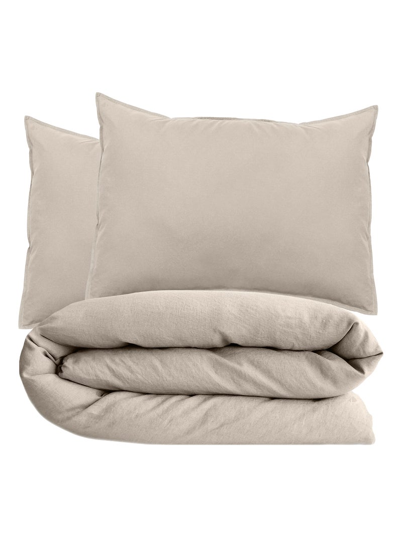 Parure de lit collection OPÉRA Taie 50x70 cm Beige grès - Kiabi