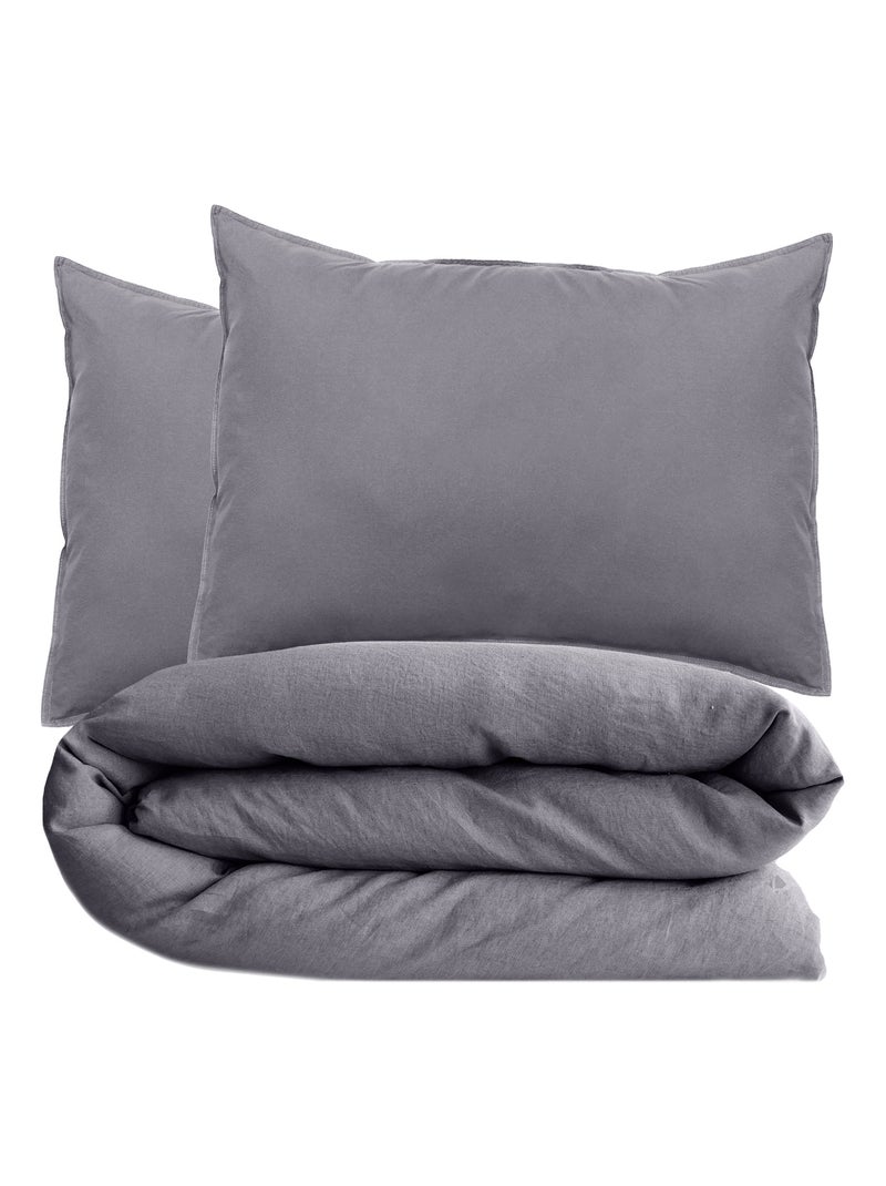 Parure de lit collection OPÉRA Taie 50x70 cm gris anthracite - Kiabi
