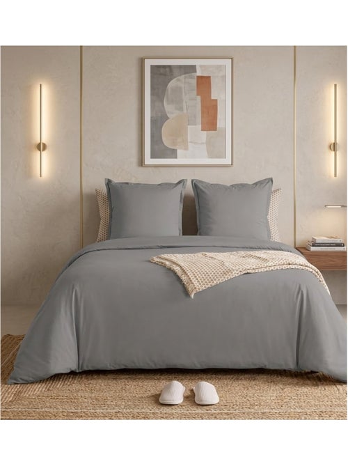 Parure de lit Collection Percale de coton Uni - Kiabi