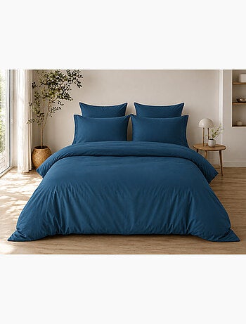 Parure de Lit Complète - 100% Coton 57 Fils - Drap-Housse + 4 Taies