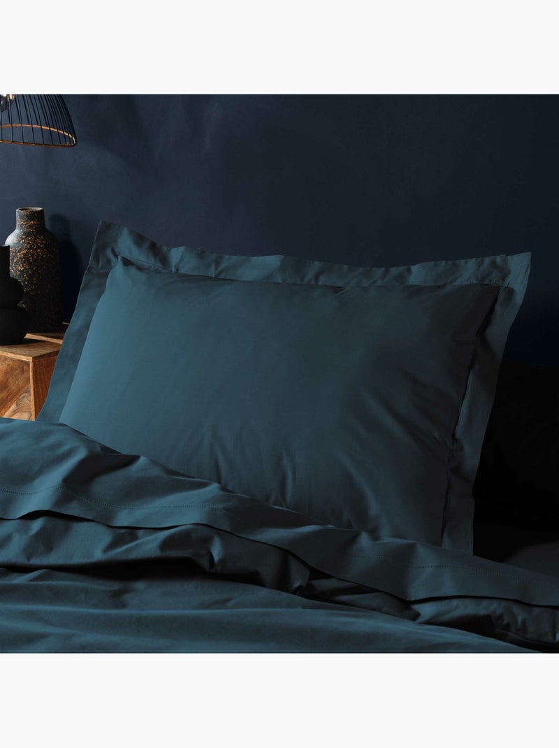 Parure de Lit Complète - 100% Coton 57 Fils - Drap-Housse + 4 Taies Bleu - Kiabi