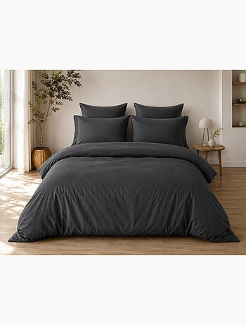 Parure de Lit Complète - 100% Coton 57 Fils - Drap-Housse + 4 Taies