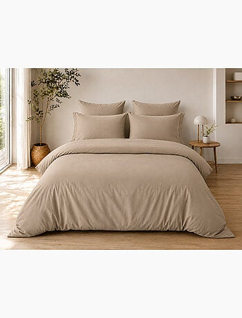 Parure de Lit Complète - 100% Coton 57 Fils - Drap-Housse + 4 Taies