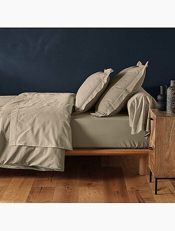Parure de Lit Complète - 100% Coton 57 Fils - Drap-Housse + 4 Taies