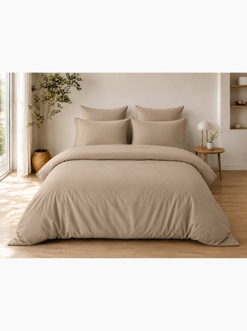 Parure de Lit Complète - 100% Coton 57 Fils - Drap-Housse + 4 Taies - Kiabi Parure de Lit Complète - 100% Coton 57 Fils - Drap-Housse + 4 Taies - Kiabi