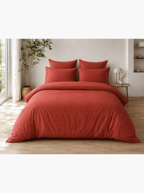Parure de Lit Complète - 100% Coton 57 Fils - Drap-Housse + 4 Taies - Kiabi
