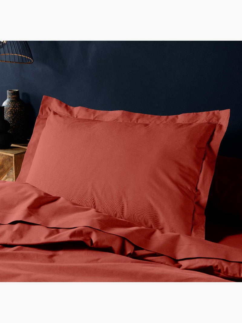 Parure de Lit Complète - 100% Coton 57 Fils - Drap-Housse + 4 Taies Terracotta - Kiabi