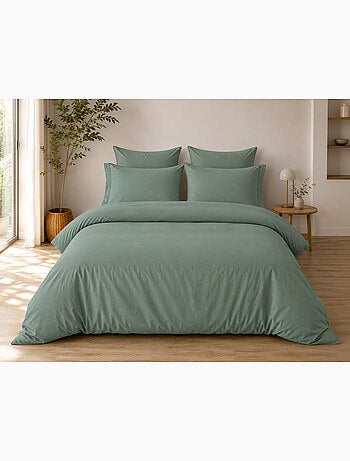 Parure de Lit Complète - 100% Coton 57 Fils - Drap-Housse + 4 Taies
