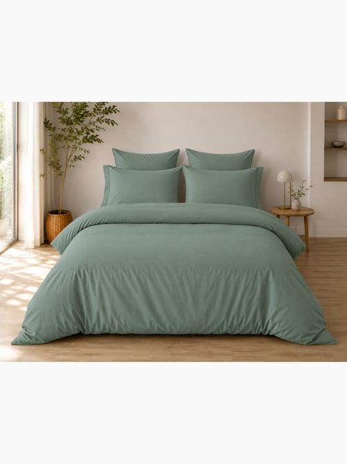 Parure de Lit Complète - 100% Coton 57 Fils - Drap-Housse + 4 Taies - Kiabi