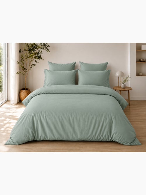 Parure de Lit Complète - 100% Coton 57 Fils - Drap-Housse + 4 Taies - Kiabi Parure de Lit Complète - 100% Coton 57 Fils - Drap-Housse + 4 Taies - Kiabi