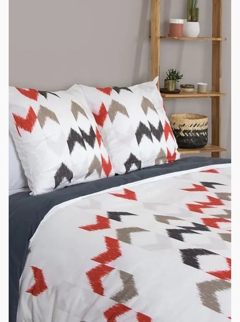Parure de lit complète - côté déco - seri - 100% coton - 2 taies d'oreiller - 220x240 cm Blanc - Kiabi