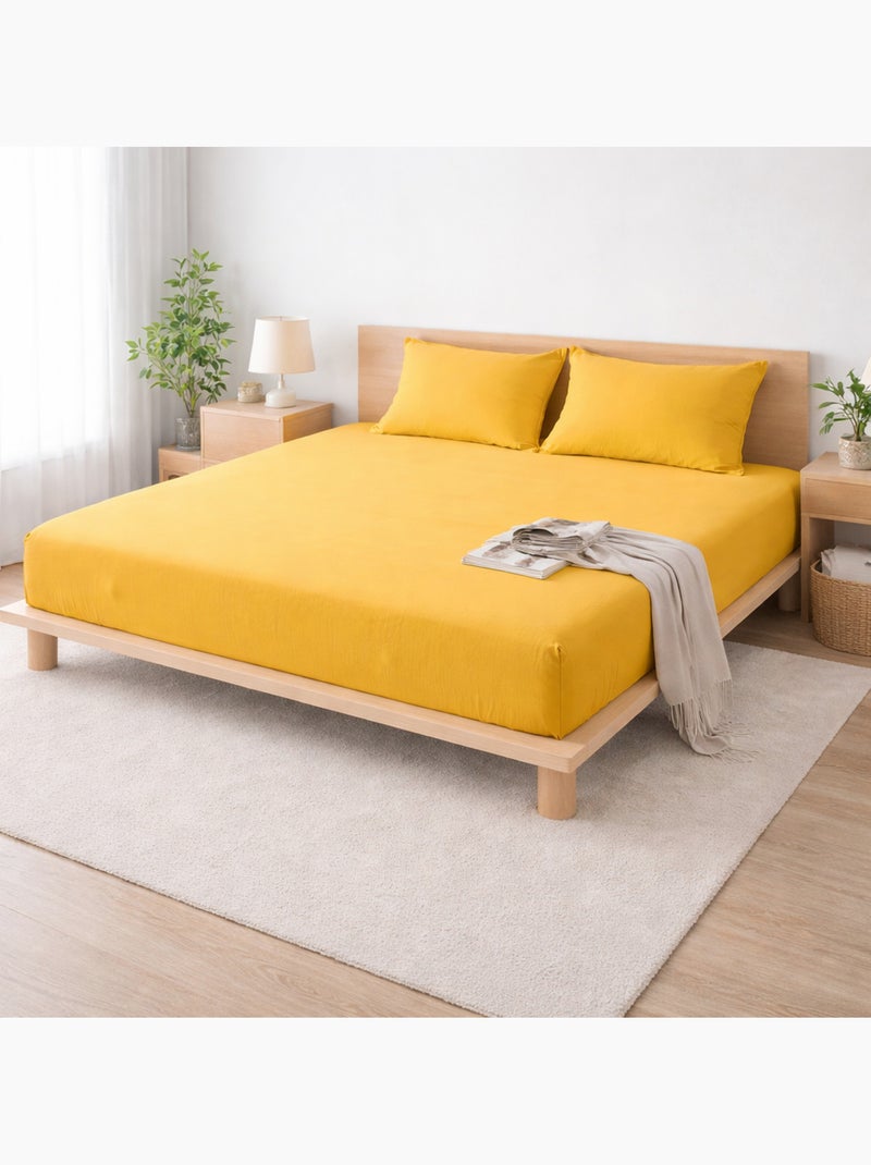 Parure de lit complète – 2 taies 63x63 cm + drap housse Jaune - Kiabi