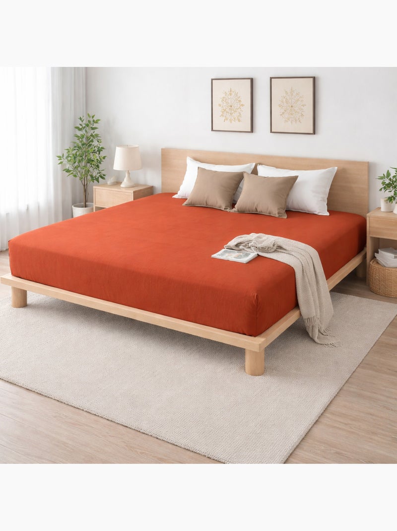 Parure de lit complète – 2 taies 63x63 cm + drap housse Terracotta - Kiabi