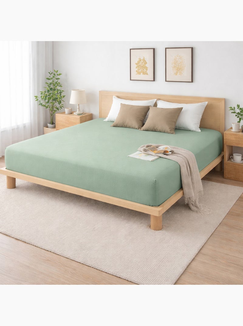 Parure de lit complète – 2 taies 63x63 cm + drap housse Vert Sauge - Kiabi