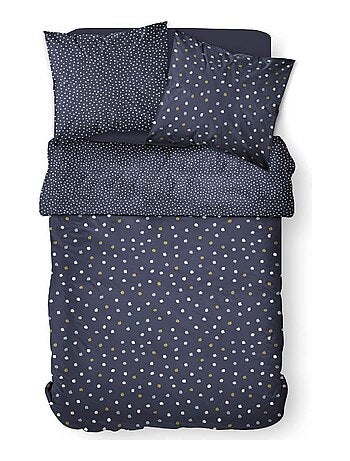 Parure de lit coton 2 personnes imprimé a pois SUNSHINE