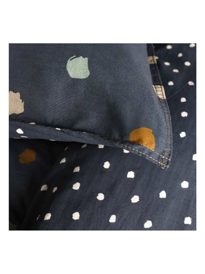 Parure de lit coton 2 personnes imprimé a pois SUNSHINE Bleu - Kiabi