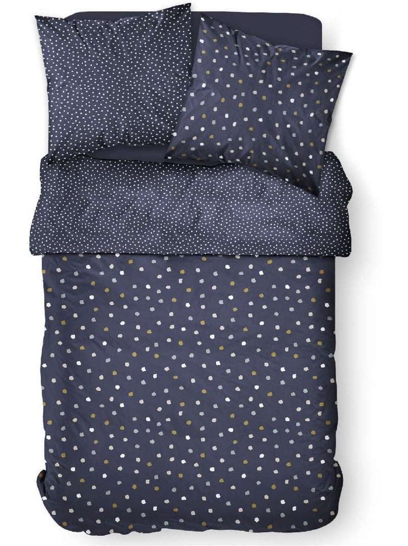 Parure de lit coton 2 personnes imprimé a pois SUNSHINE Bleu - Kiabi