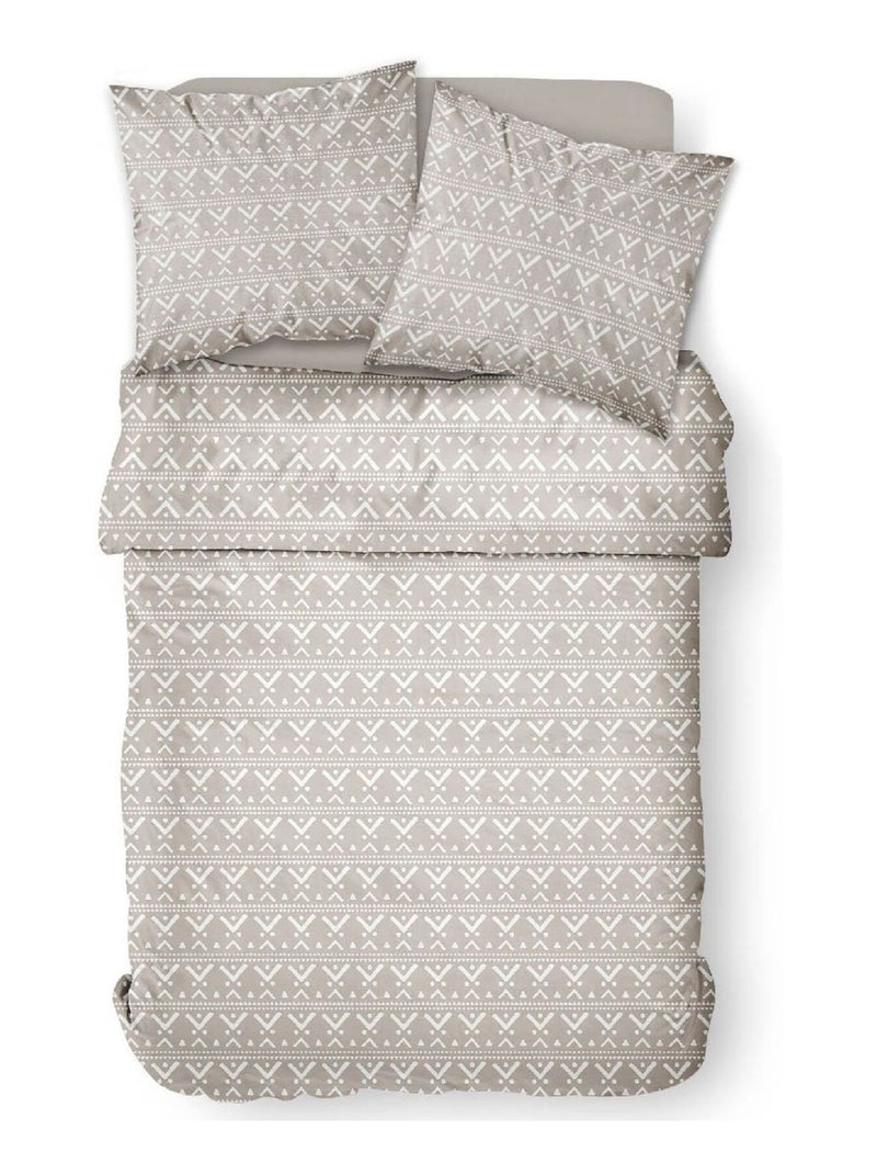 Parure de lit coton 2 personnes imprimé ethnique SUNSHINE Gris - Kiabi