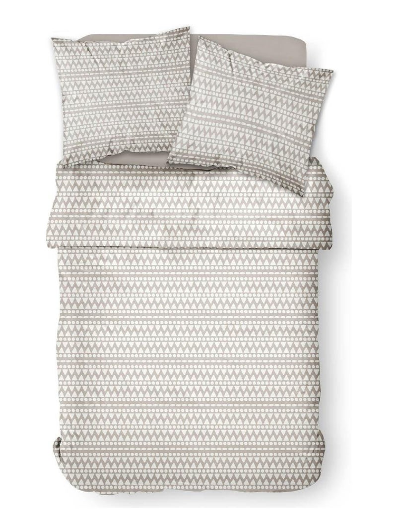 Parure de lit coton 2 personnes imprimé ethnique SUNSHINE Gris - Kiabi