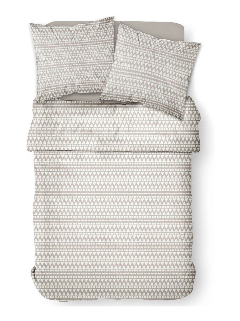 Parure de lit coton 2 personnes imprimé ethnique SUNSHINE Gris - Kiabi