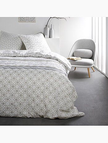 Parure de lit coton 2 personnes imprimé floral SUNSHINE