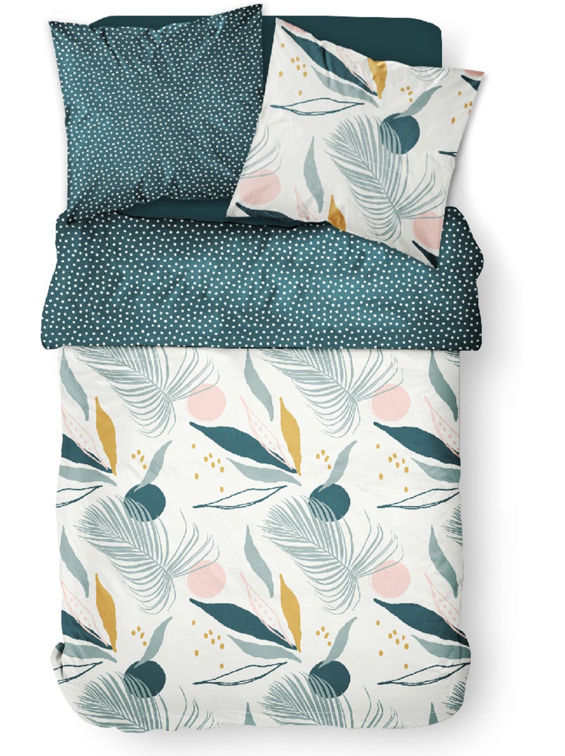 Parure de lit coton 2 personnes imprimé floral SUNSHINE Blanc - Kiabi