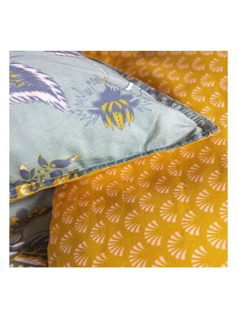 Parure de lit coton 2 personnes imprimé floral SUNSHINE Bleu - Kiabi