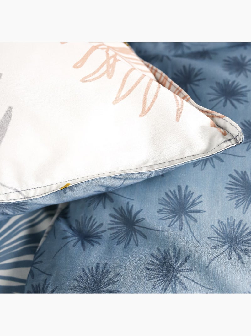 Parure de lit coton 2 personnes imprimé floral SUNSHINE Bleu - Kiabi