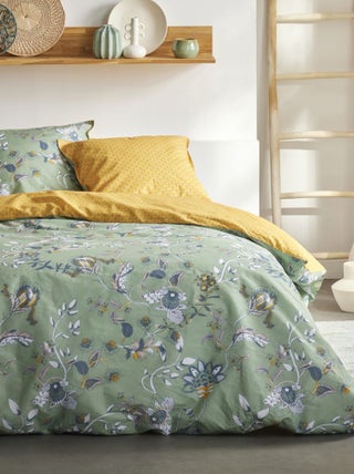 Parure de lit coton 2 personnes imprimé floral SUNSHINE