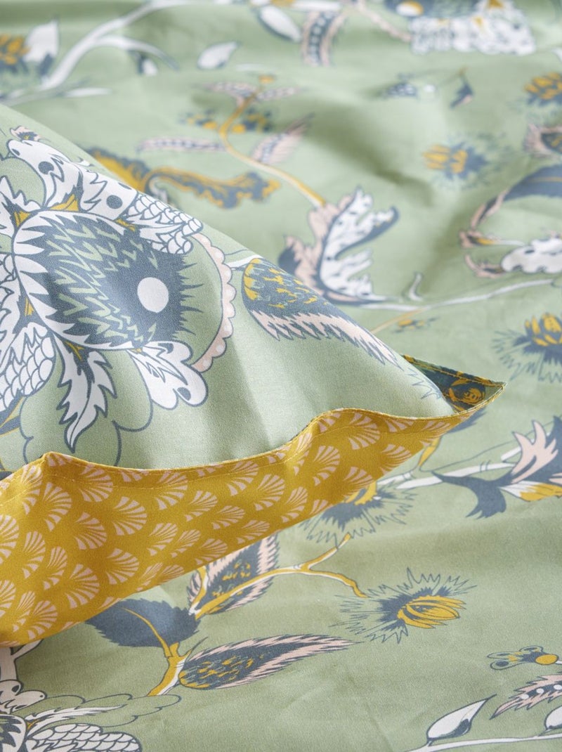 Parure de lit coton 2 personnes imprimé floral SUNSHINE Bleu - Kiabi