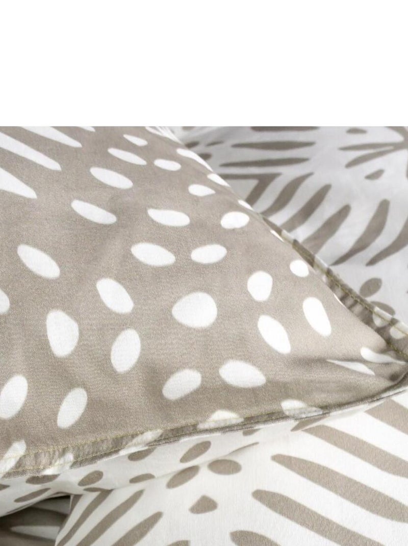 Parure de lit coton 2 personnes imprimé graphique SUNSHINE Beige - Kiabi
