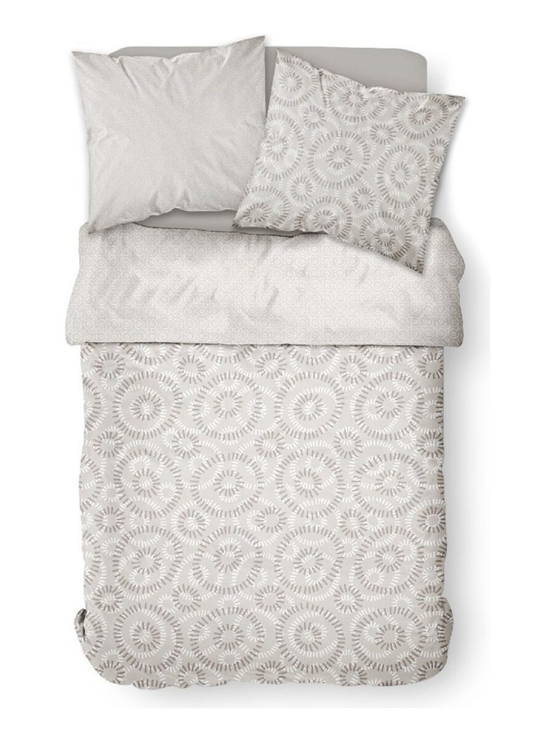 Parure de lit coton 2 personnes imprimé graphique SUNSHINE Beige - Kiabi