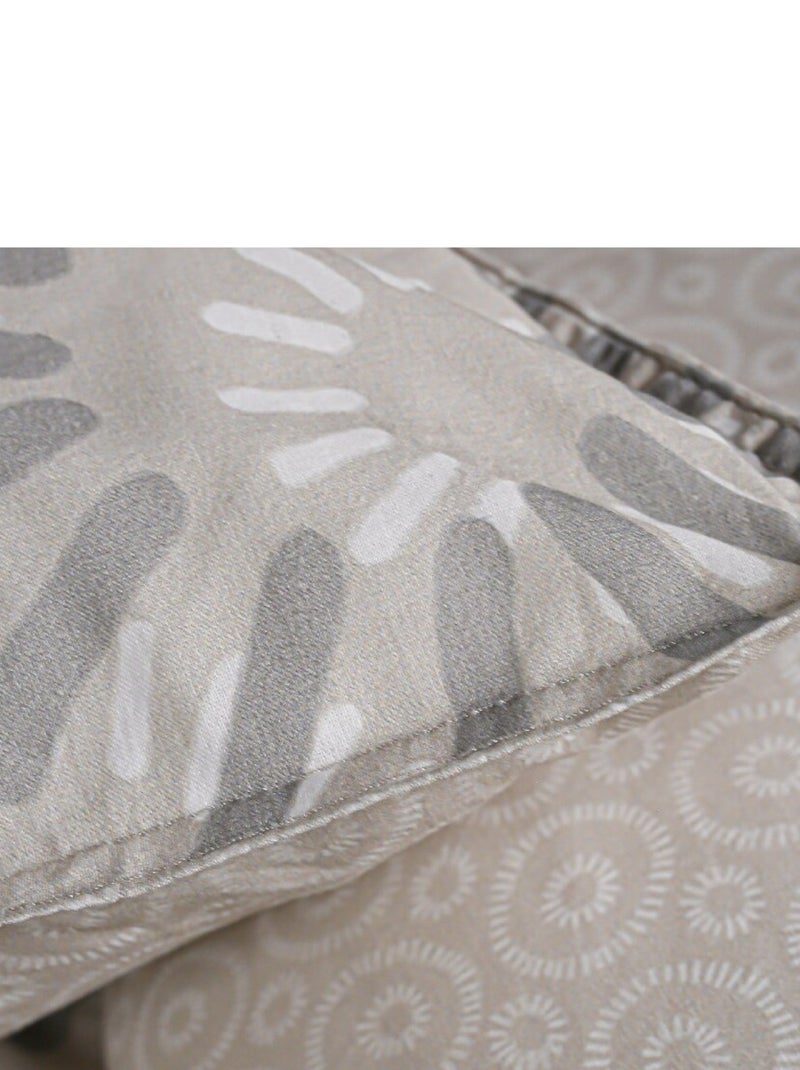 Parure de lit coton 2 personnes imprimé graphique SUNSHINE Beige - Kiabi