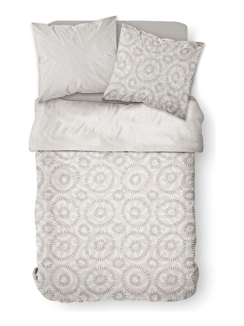 Parure de lit coton 2 personnes imprimé graphique SUNSHINE Beige - Kiabi