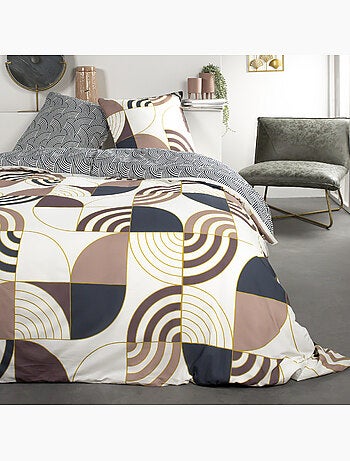Parure de lit coton 2 personnes imprimé graphique SUNSHINE