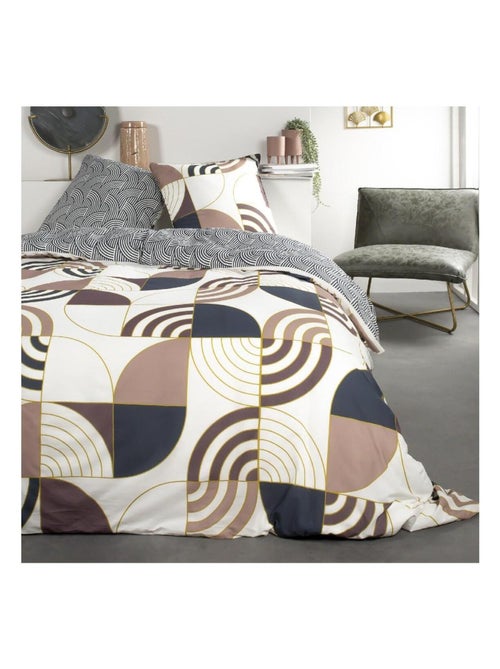 Parure de lit coton 2 personnes imprimé graphique SUNSHINE - Kiabi