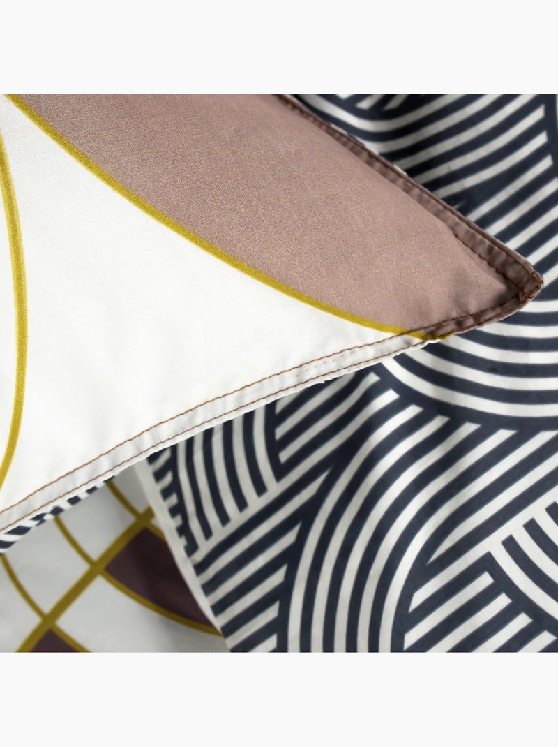 Parure de lit coton 2 personnes imprimé graphique SUNSHINE Blanc - Kiabi