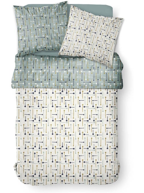 Parure de lit coton 2 personnes imprimé graphique SUNSHINE - Kiabi