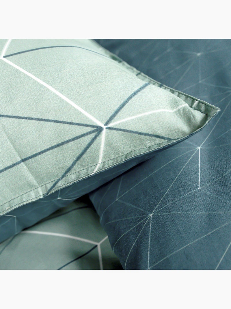 Parure de lit coton 2 personnes imprimé graphique SUNSHINE Bleu - Kiabi
